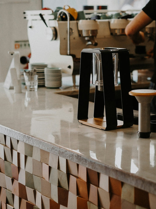 black and silver coffee maker