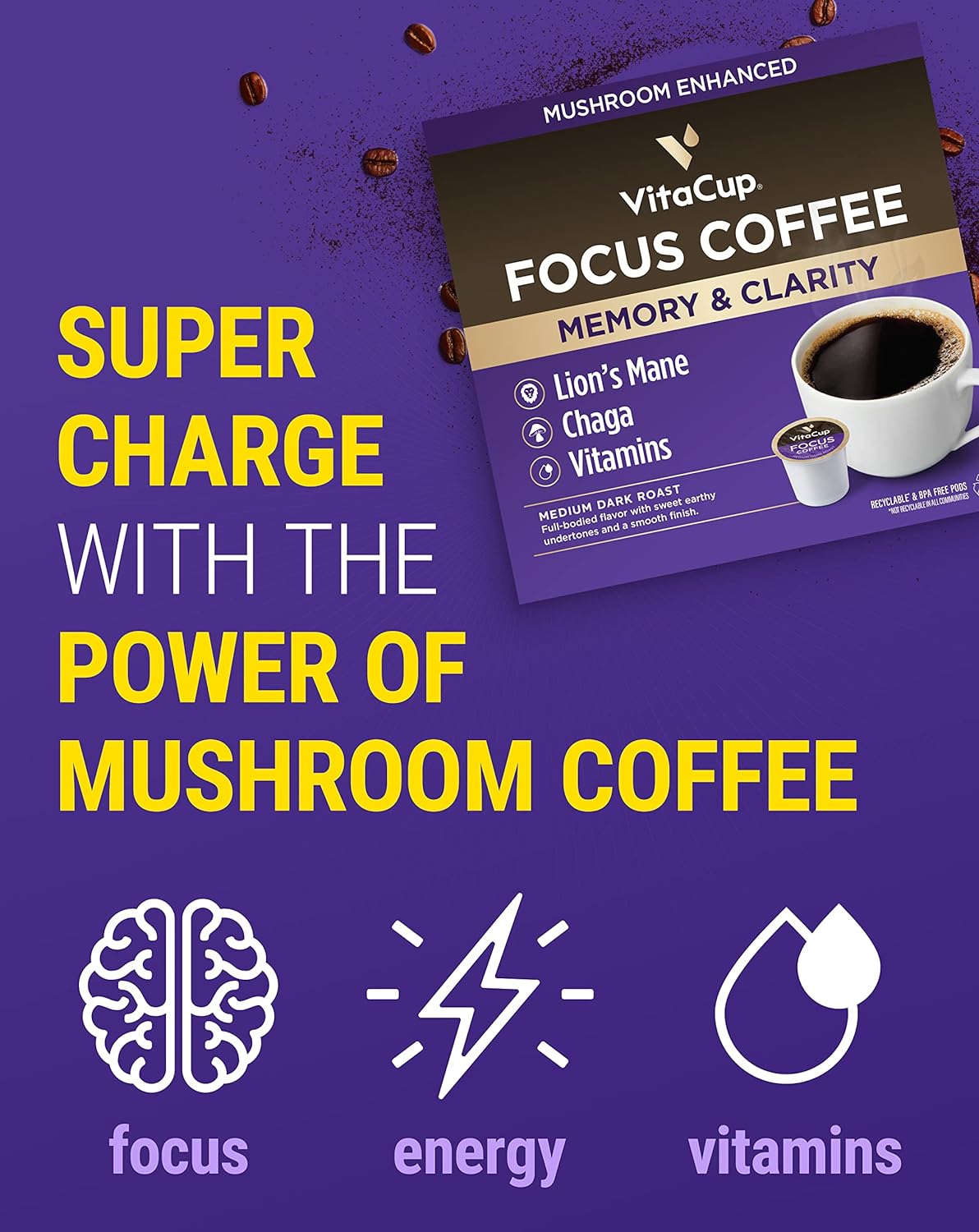 Slim organic coffee pods with bold flavor and diet support by NutritionAdvice, featuring customized packaging.