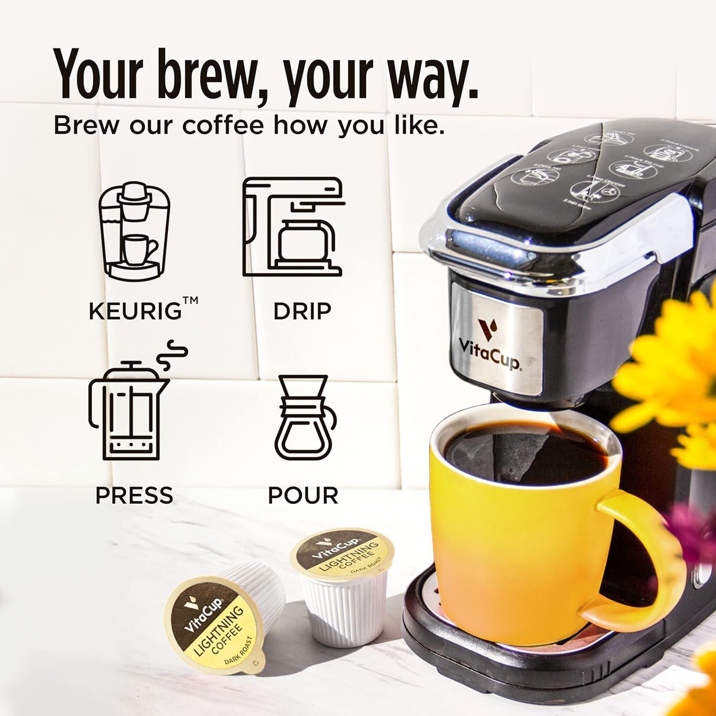 Slim organic coffee pods with bold flavor from NutritionAdvice, designed for diet support, in a customized packaging image.