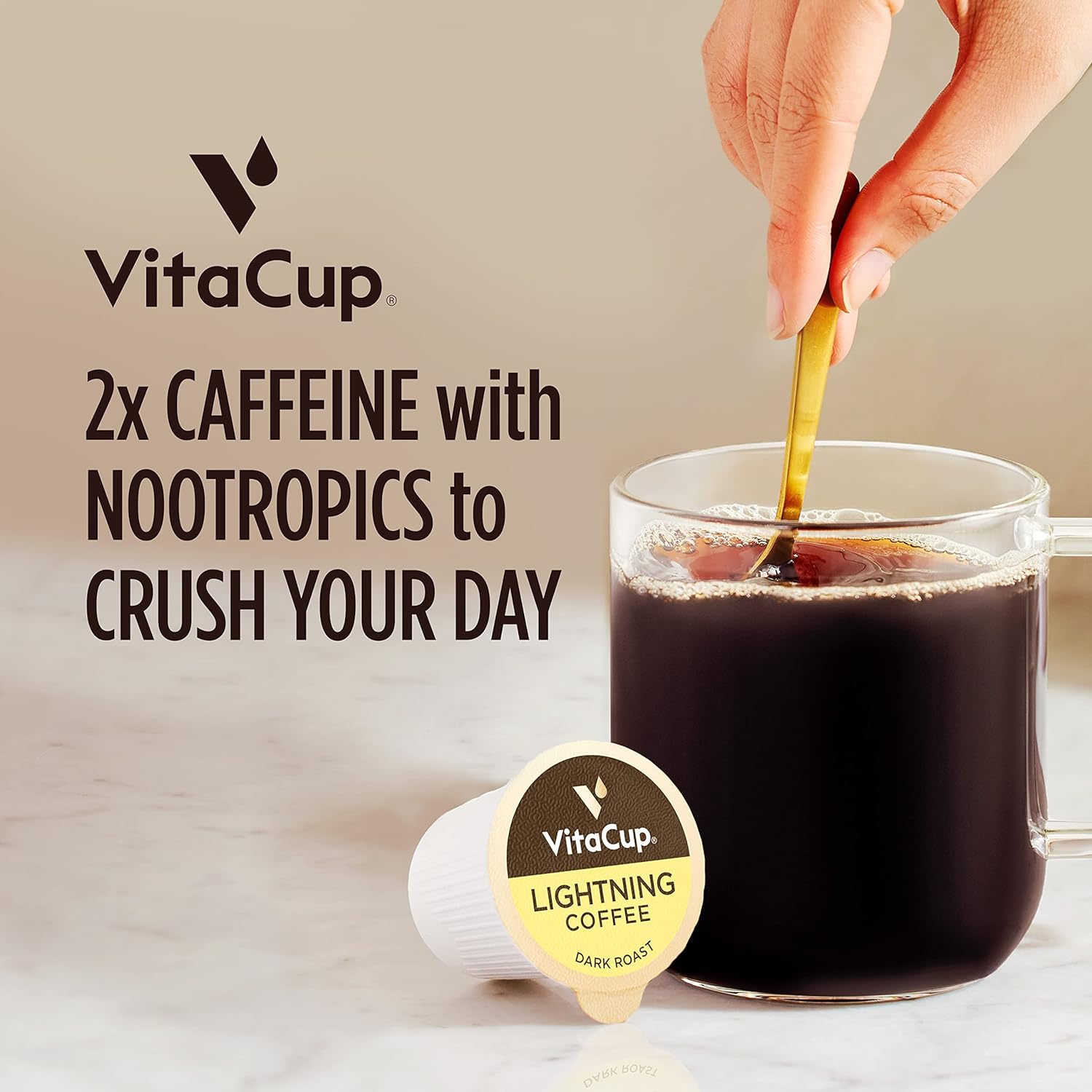 Slim organic coffee pods by NutritionAdvice with bold flavor, designed for diet support, in a customized packaging image.
