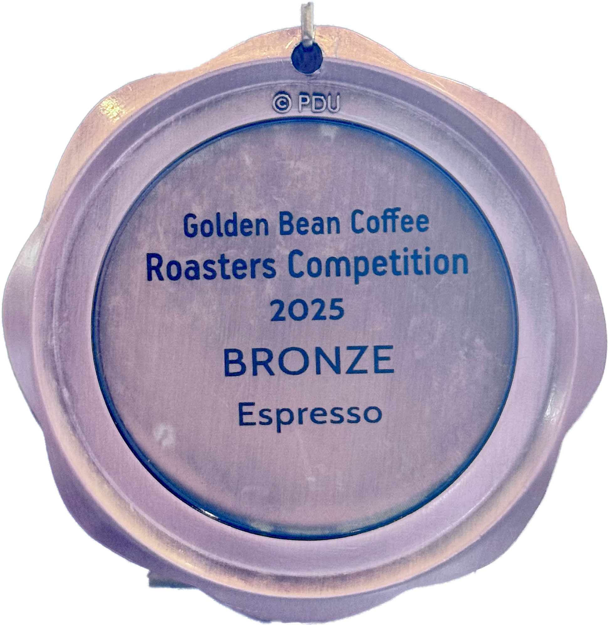 Golden coffee bean award badge for Thanksgiving Coffee Company's The Upsetter FTO light roast coffee.
