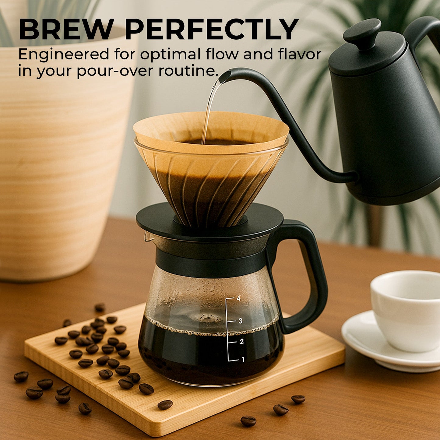 Organic premium coffee filters KFCF02B by Kaffe Products, showing unbleached paper filters for drip coffee brewing.