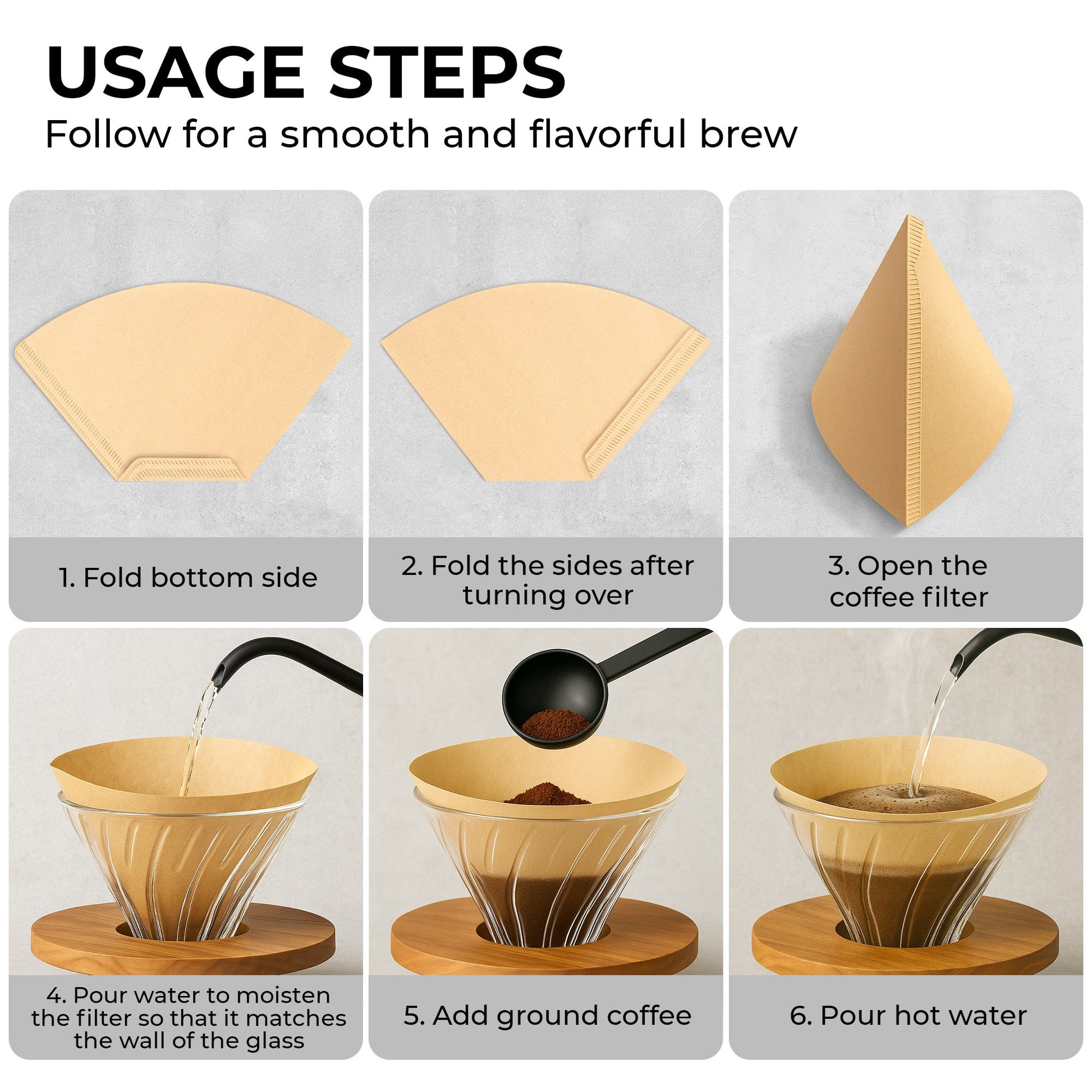 Organic premium coffee filters #2 by Kaffe Products, showing a stack of brown paper filters suitable for drip coffee brewing.