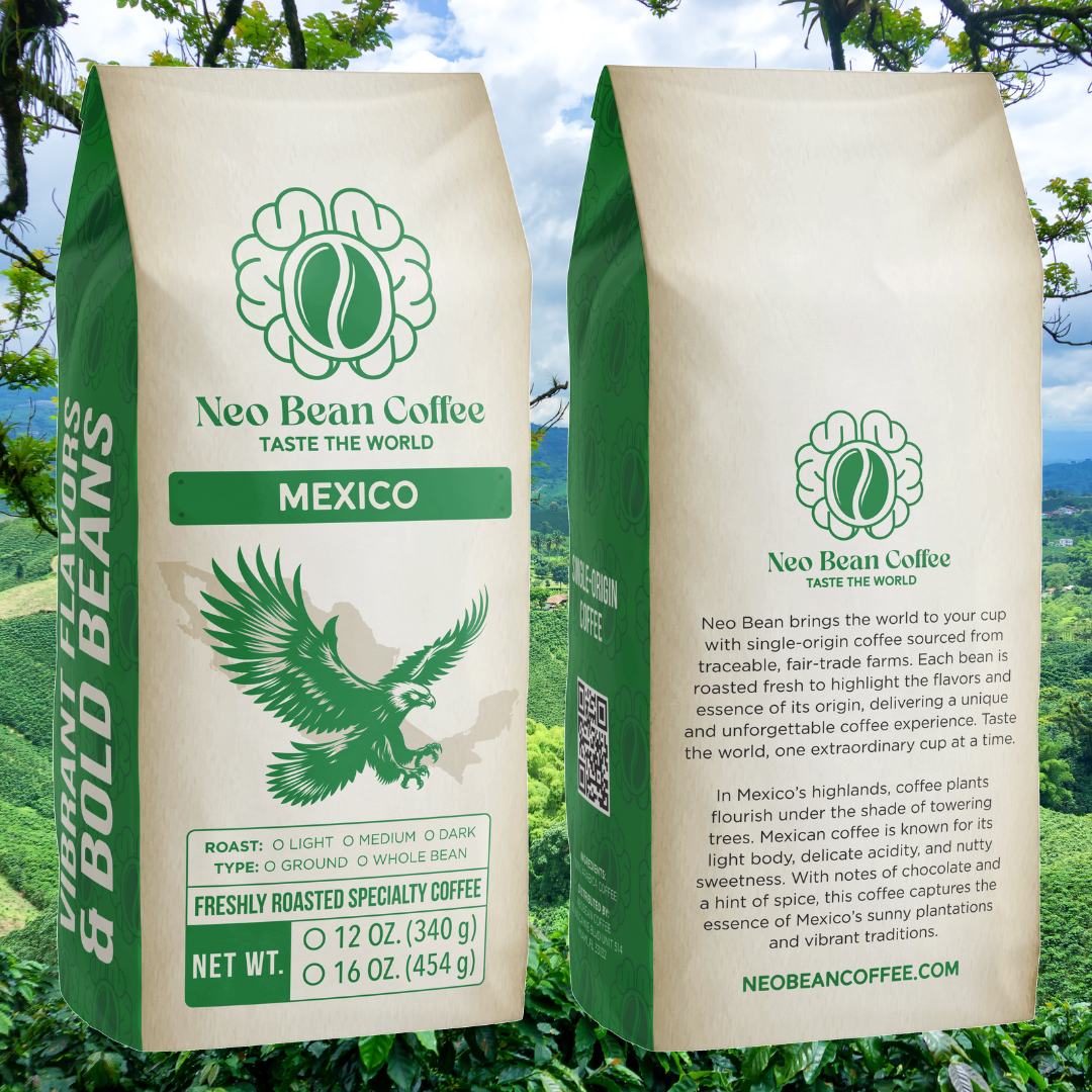 Freshly roasted NeoBean Organic Mexico Coffee, single-origin specialty coffee beans at a Mexico coffee farm.