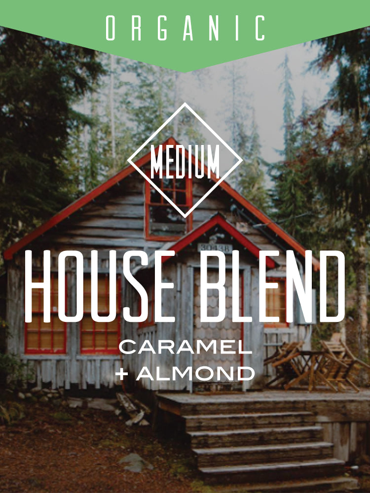 Organic House Blend coffee from Centri Coffee, featuring a rich, aromatic blend in a bag with a resealable top.