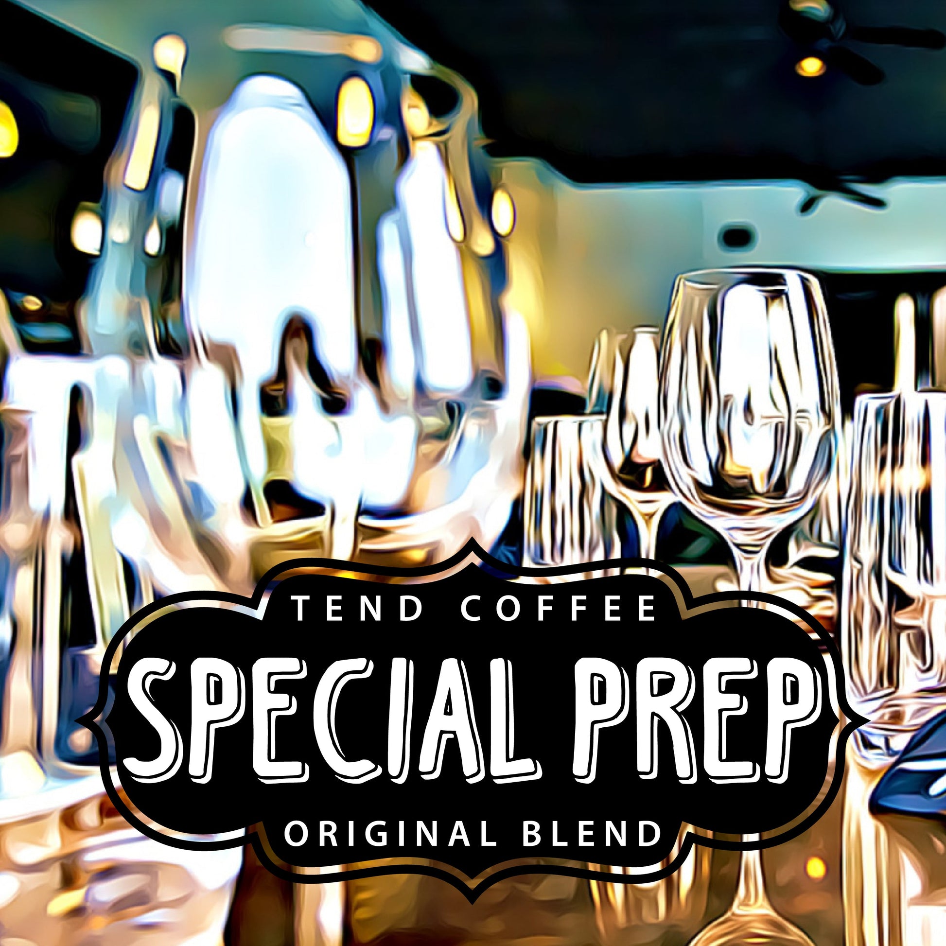 Tend Coffee Special Prep Blend coffee in a bag, showcasing a rich, aromatic roasted coffee bean blend for brewing.