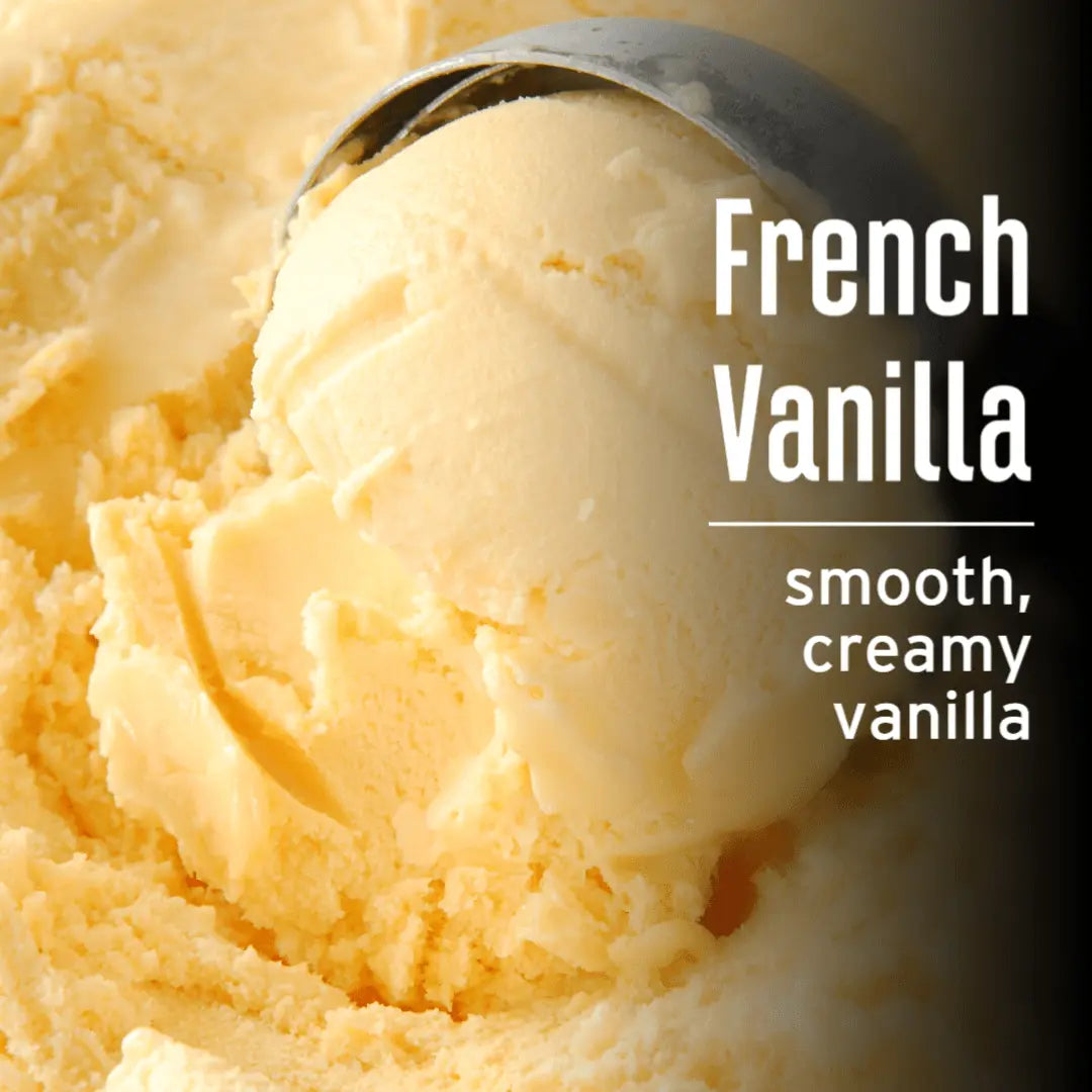 JavaMania French Vanilla flavored coffee in a bag with vanilla bean accents and rich coffee grounds visible.