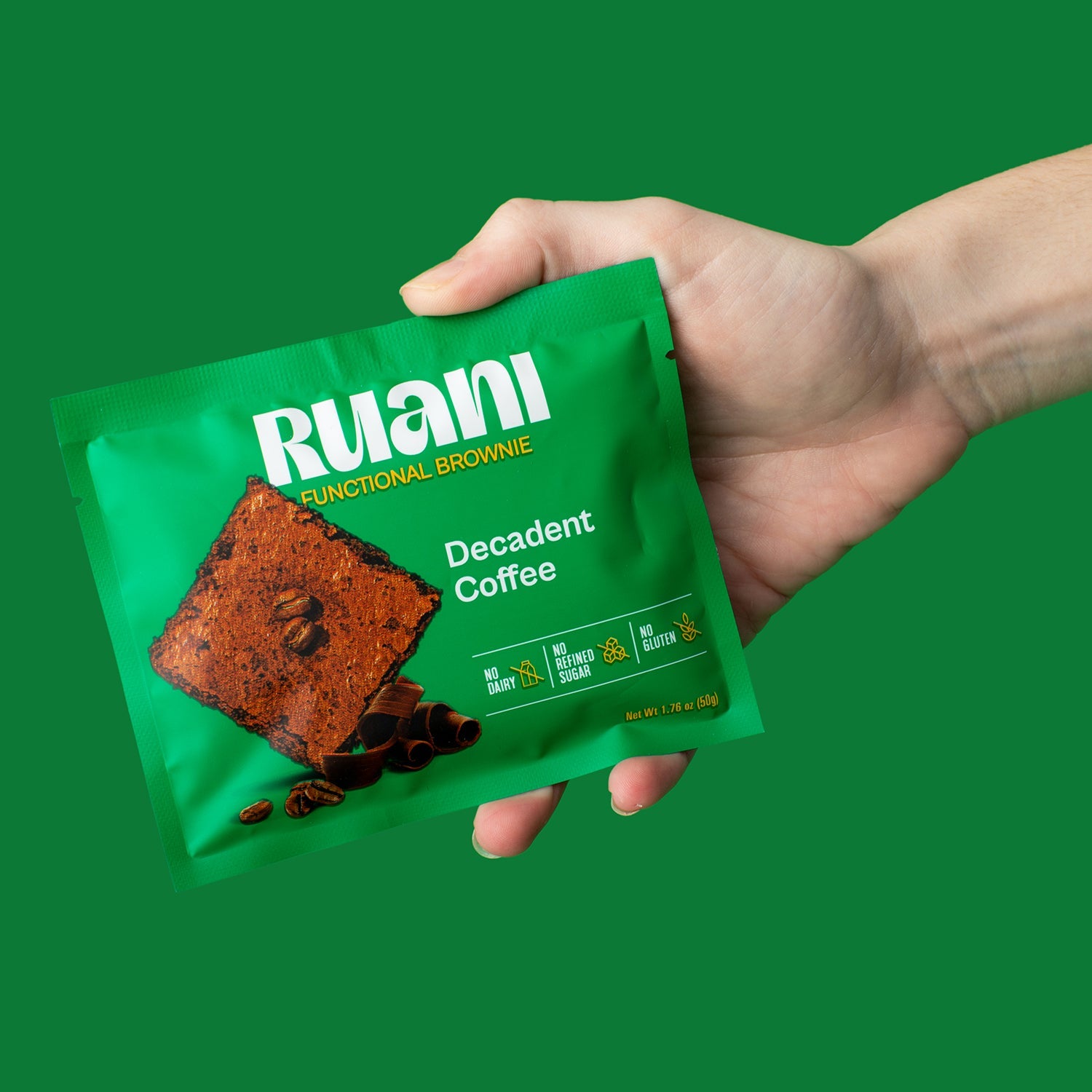 Six delicious coffee-flavored brownies from eatruani, showcasing rich chocolate and coffee swirls in a close-up image.