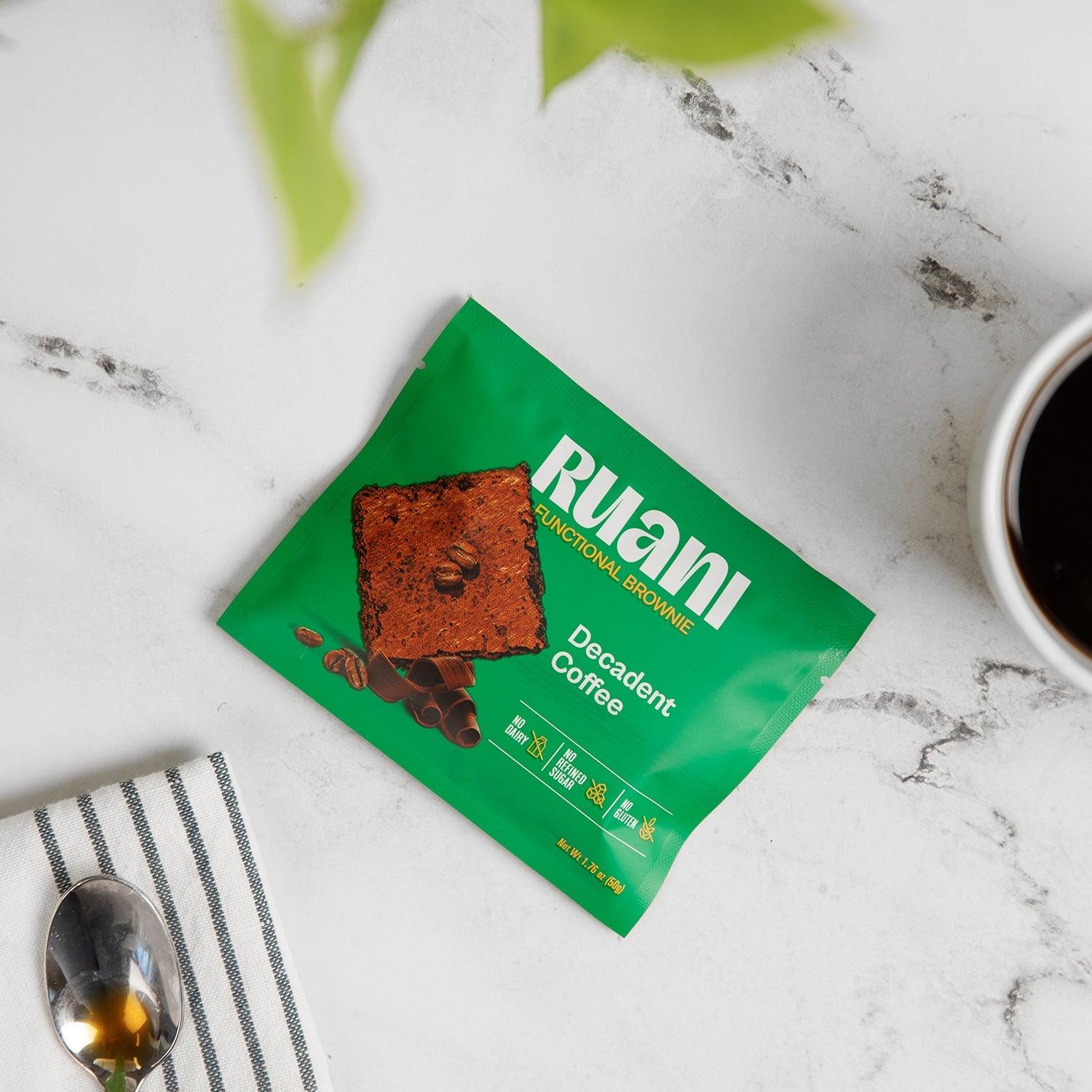 Six rich coffee brownies from eatruani, showing their moist texture and chocolatey surface in a high-resolution image.