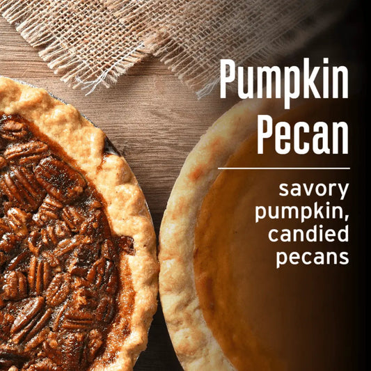JavaMania Pumpkin Pecan flavored coffee in a mug, showcasing rich pumpkin and pecan flavor details.