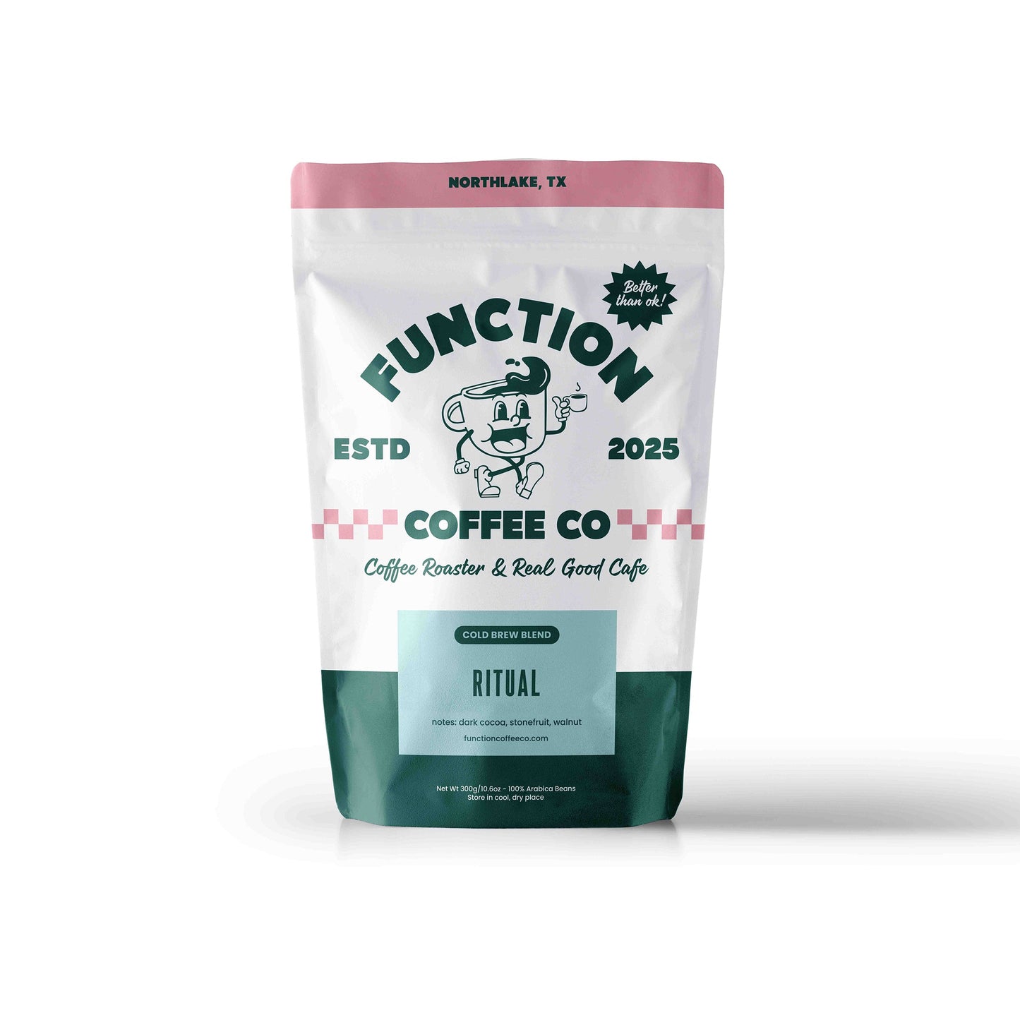 Cold Brew Blend coffee beans from Function Coffee Co, showcasing dark roasted Ritual Cold Brew Blend coffee beans.