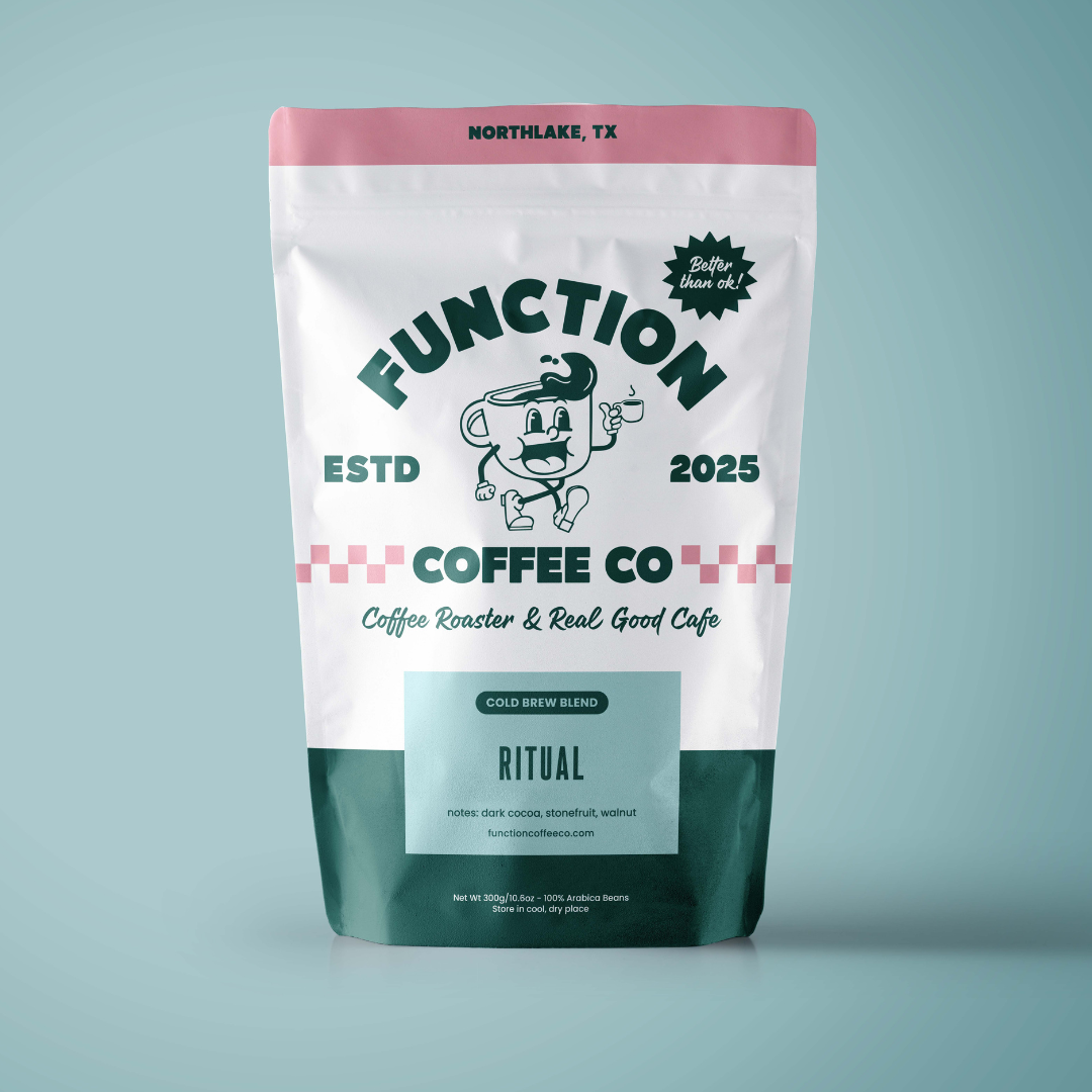 Cold Brew Blend coffee beans from Function Coffee Co, featuring Ritual branding, ideal for making smooth cold brew coffee.